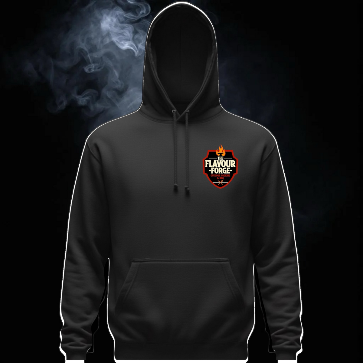 Black The Flavour Forge BBQ hoodie with crest logo