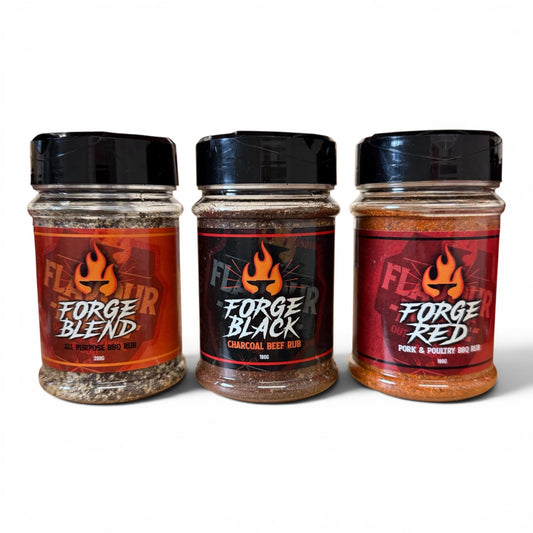 Mix and Match BBQ rubs – Forge Blend, Forge Black and Forge Red jars