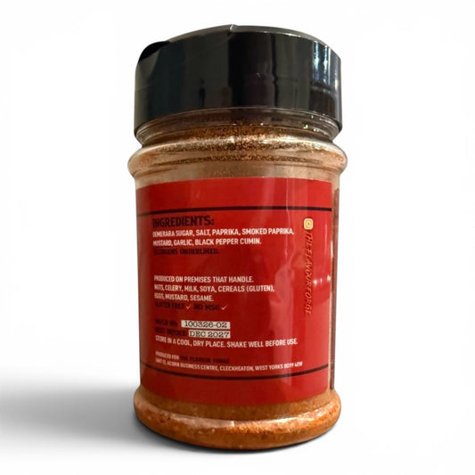Forge Red BBQ rub jar – ingredients label