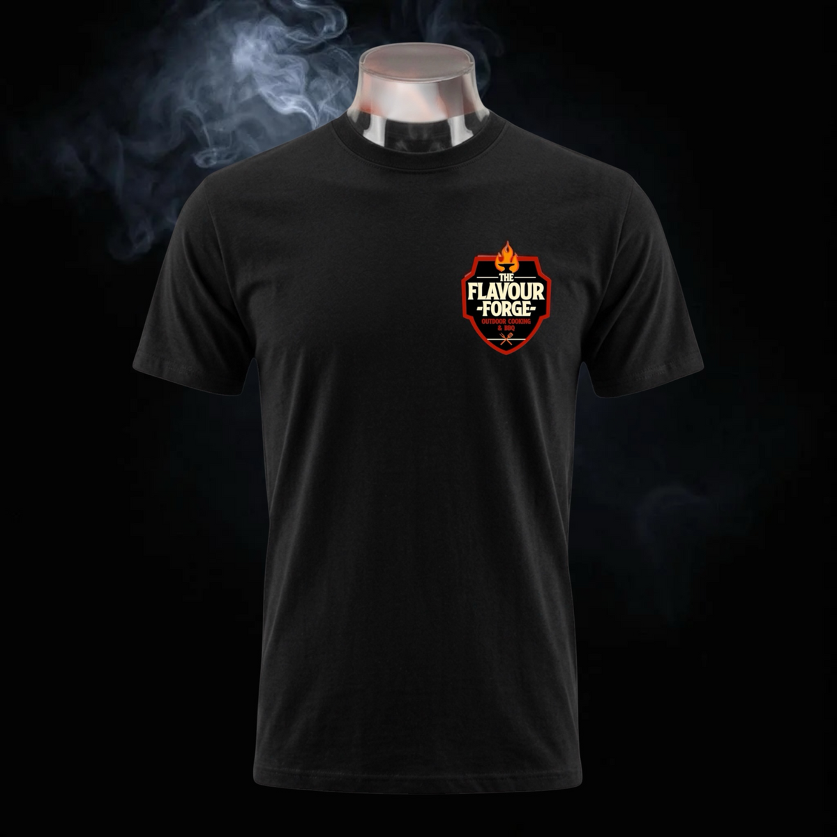 Black The Flavour Forge BBQ t-shirt with crest logo